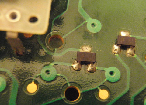 Little diodes on the HP54600B front panel PCB