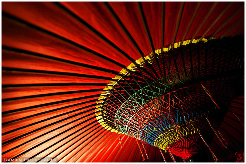 Inside a traditional wagasa umbrella