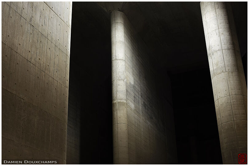 Massive concrete columns of the underground water storage tank of the G-Cans system, Tokyo, Japan