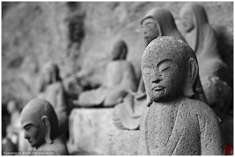 Buddha statues in a cave of mount Nokogiri, Chiba prefecture, Japan