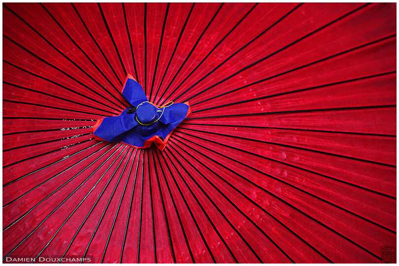 Traditional umbrella detail, Miyagawa-cho geisha district, Kyoto, Japan