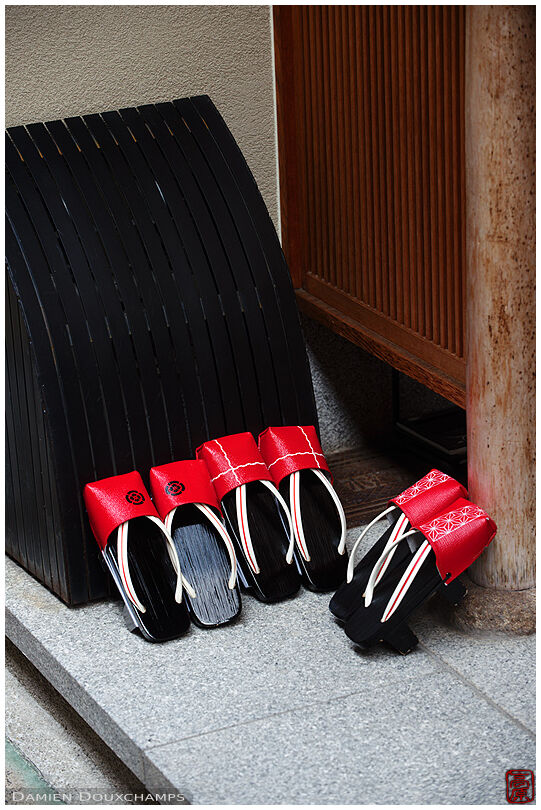 Traditional geisha and maiko footwear called geta, Gion