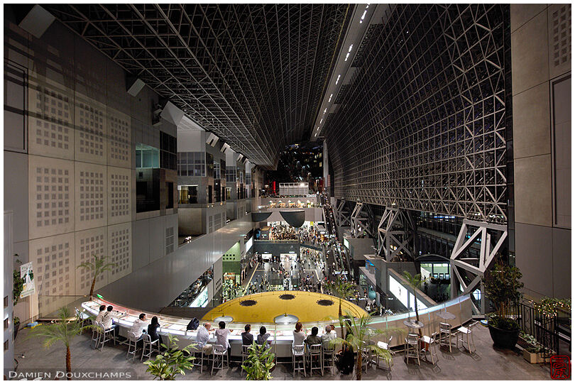 A bar overlooking Kyoto Station's main hall