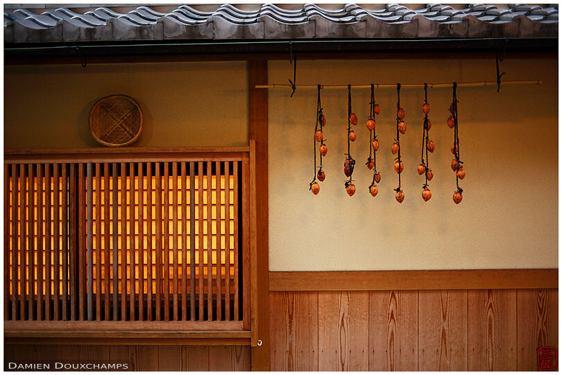 Drying persimmons in Gion