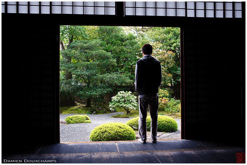 A quiet peaceful time admiring the garden of Shunkō-in temple, Kyoto, Japan