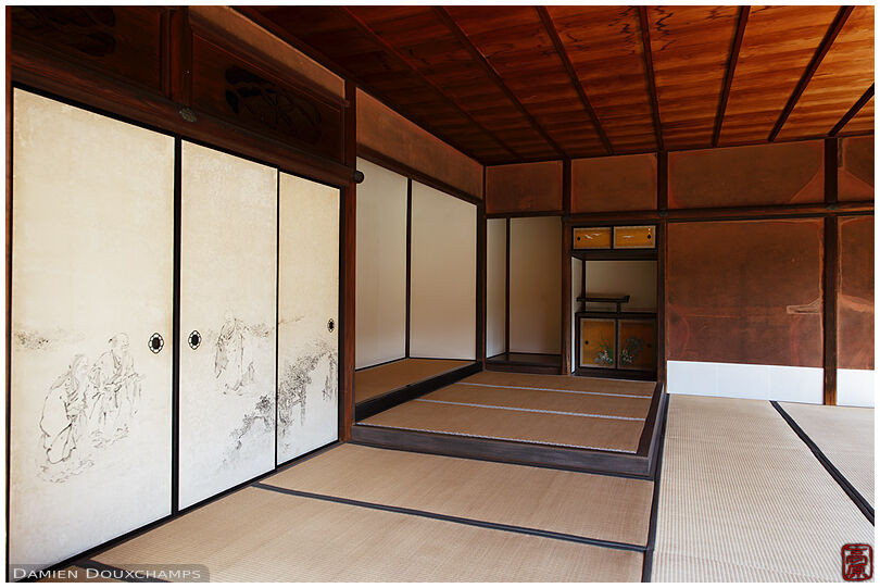 Classic Japanese architecture in a pavilion of the Shugakuin imperial villa, Kyoto, Japan