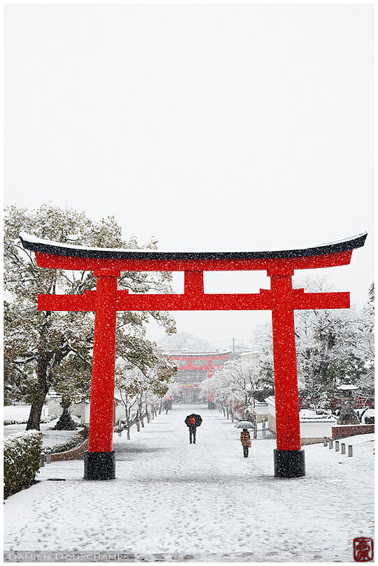 Entrance path to Fushimi Inari shrine in winter, Kyoto, Japan