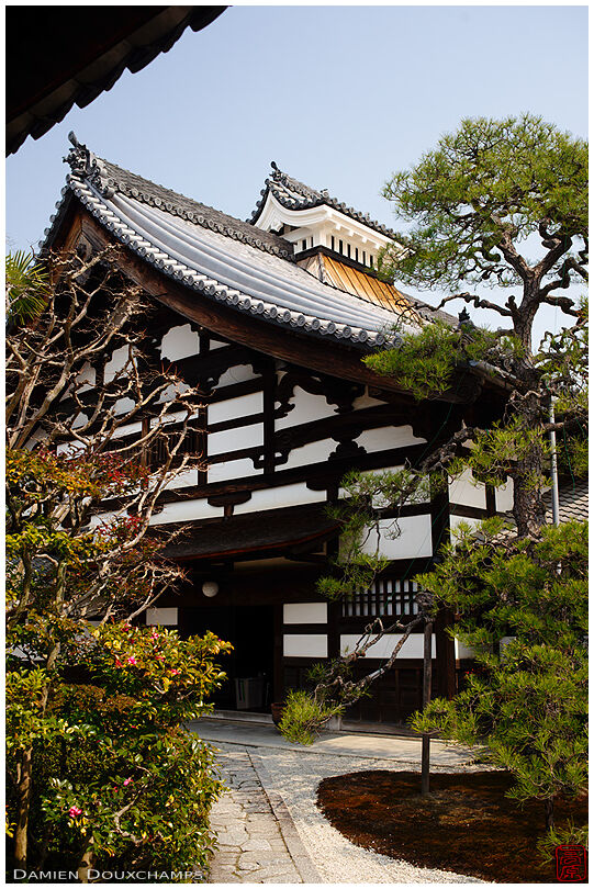 Typical Buddhist architecture in Ryosen-an temple, Kyoto, Japan