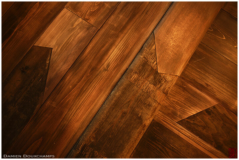 Repaired wood surface, Shogunzuka, Kyoto, Japan