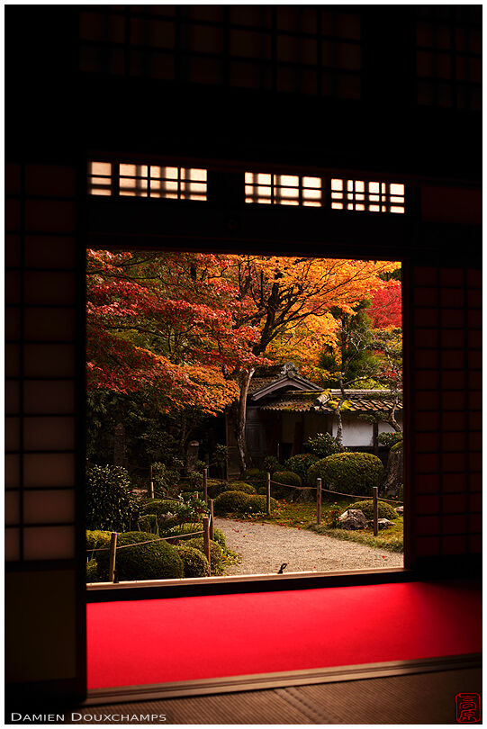 Opening with view on Kongorin-ji temple front garden, Shiga, Japan
