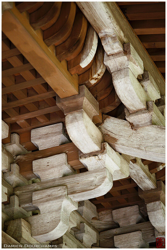 Elaborate structure of a temple roof, Kongorin-ji, Shiga, Japan