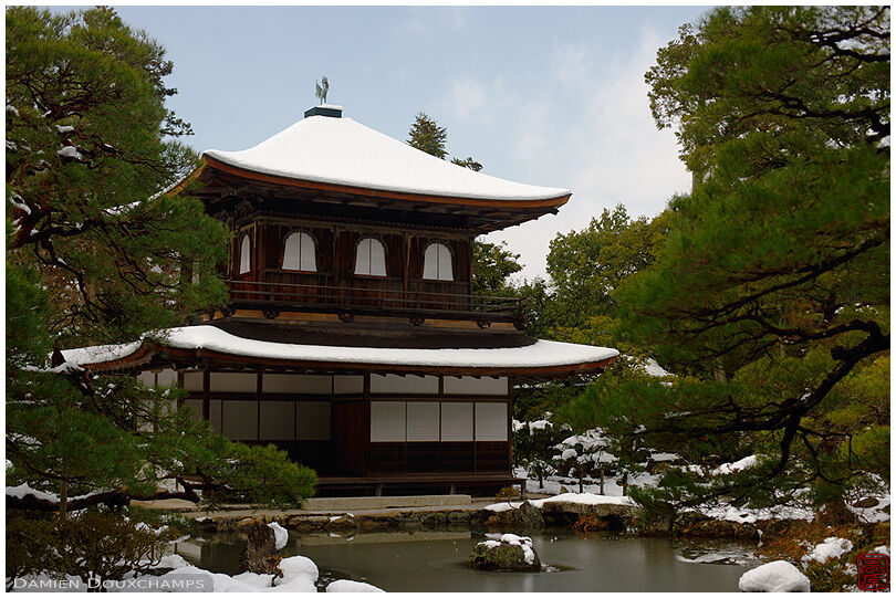 Snow-covered Silver Pavilion, Ginkaku-ji temple, Kyoto