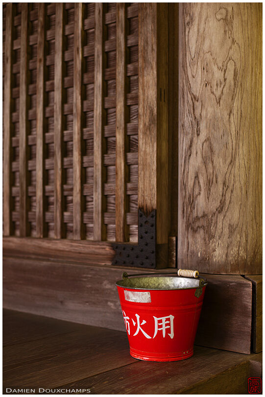 Water bucket as fire protection in Shorin-in temple, Kyoto, Japan