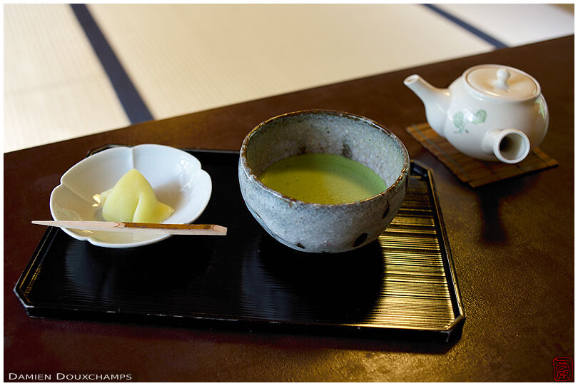 Tea and sweet set, Hosen-do tea house, Kyoto, Japan