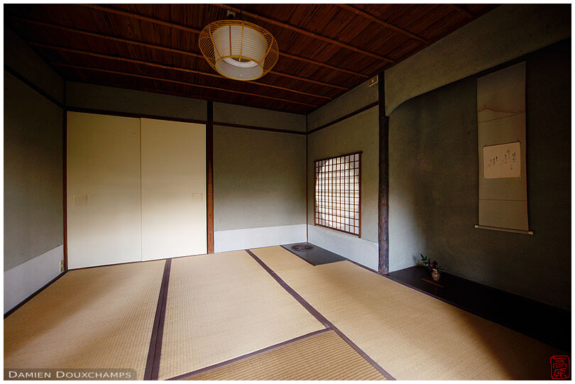 A tea room in the Isui-en garden, perfect example of sukiya architecture in Nara, Japan