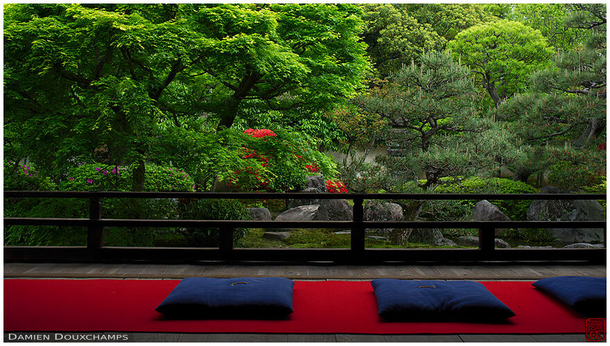 Cushions ready for zen meditation, Shodeneigen-in temple, Kyoto, Japan