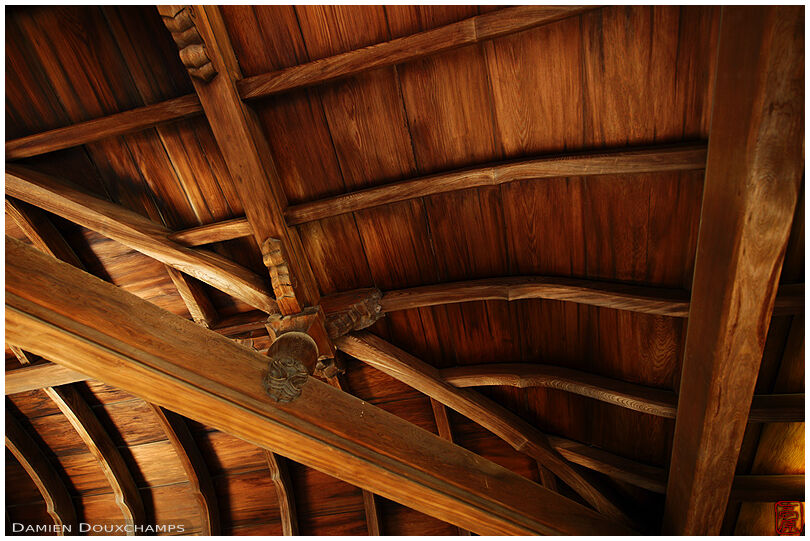 Inner wooden roof structure detail, Gyokurin-in temple, Kyoto, Japan