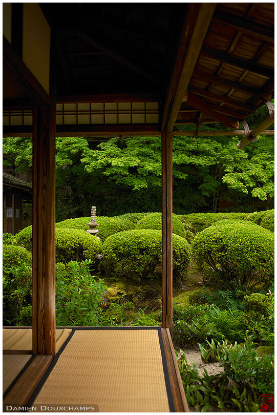 Miniature stone pagoda lantern in Shisendo temple, Kyoto, Japan