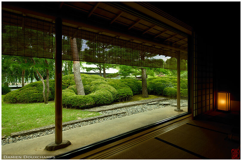 Tranquil garden view in the State Guest House, Kyoto, Japan