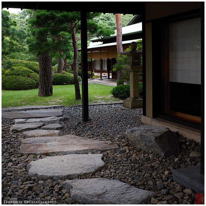 Stepping stones in the garden of the State guest house, Kyoto, Japan