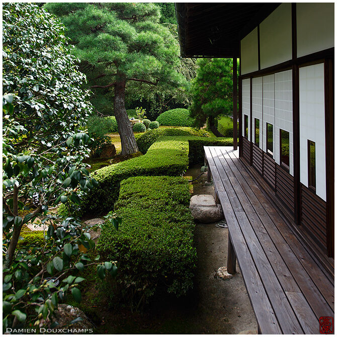 The serene atmosphere of Unryu-in temple gardens, Kyoto, Japan