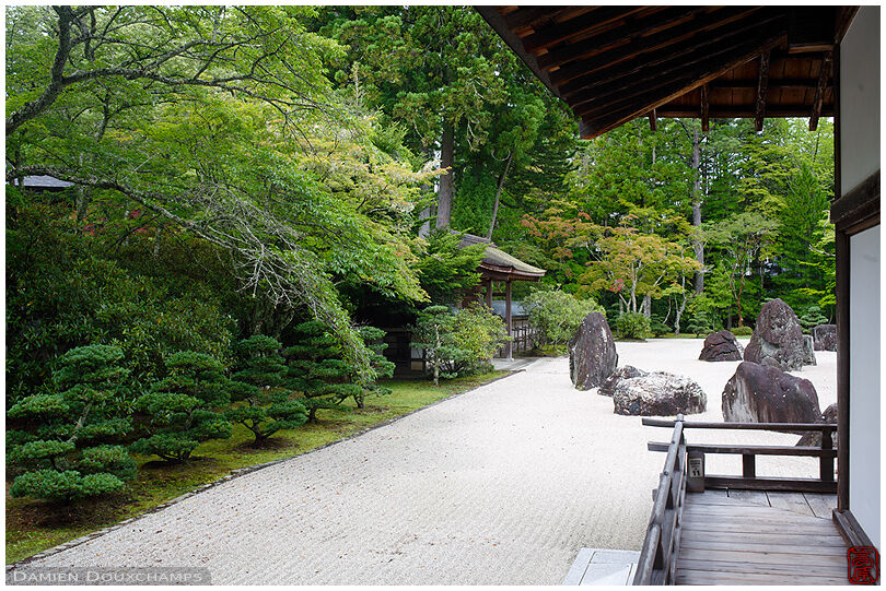 Large standing stones in the rock garden of Kongobu-ji temple, Koyasan, Japan
