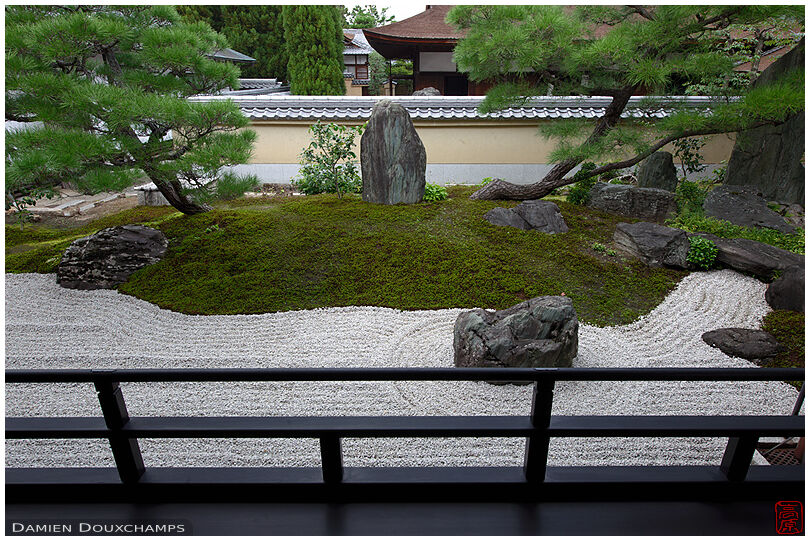 Dry landscape garden in Ōbai-in temple, Kyoto, Japan