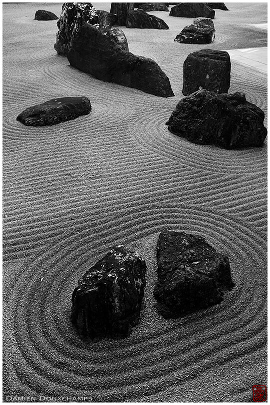 Large rocks in the stone garden of Kongobu-ji temple, Kyoto, Japan