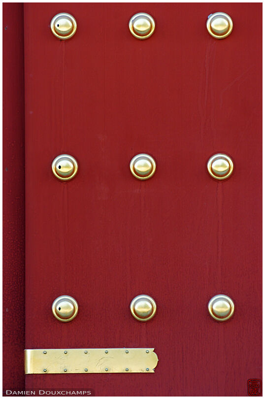 Door with golden knobs