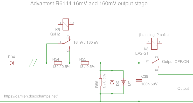 Advantest R6144: Schematic of the 16mV and 160mV output stage of the Advantest R6144