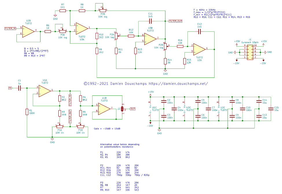 Parametric equalizer stage schematic