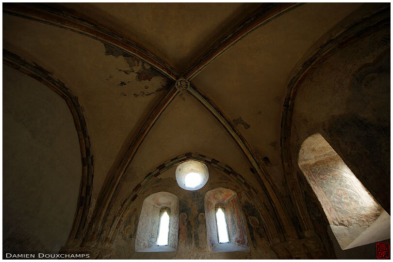 Windows and arched ceiling of the chapel