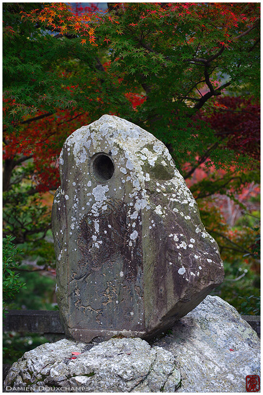 Stone with hole and autumn colors