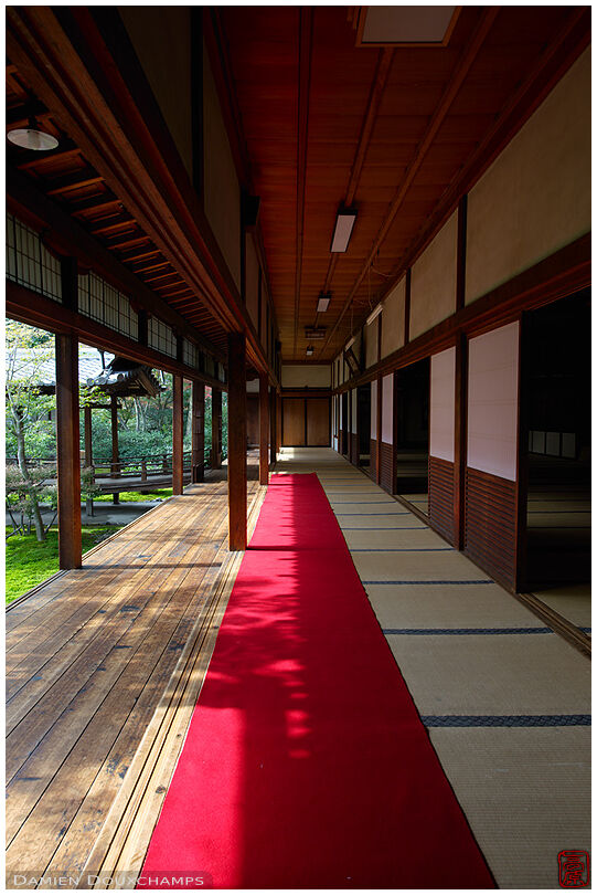 Hallway along a zen garden