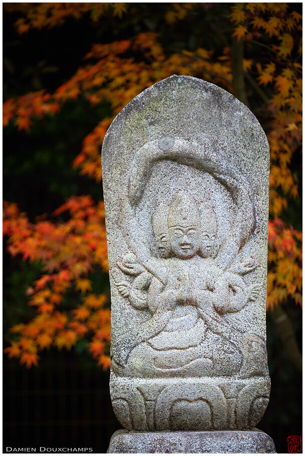 Carved stone and autumn colours