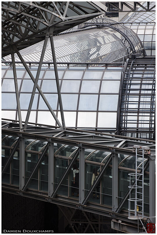 Intricate metallic upper structures of Kyoto Station