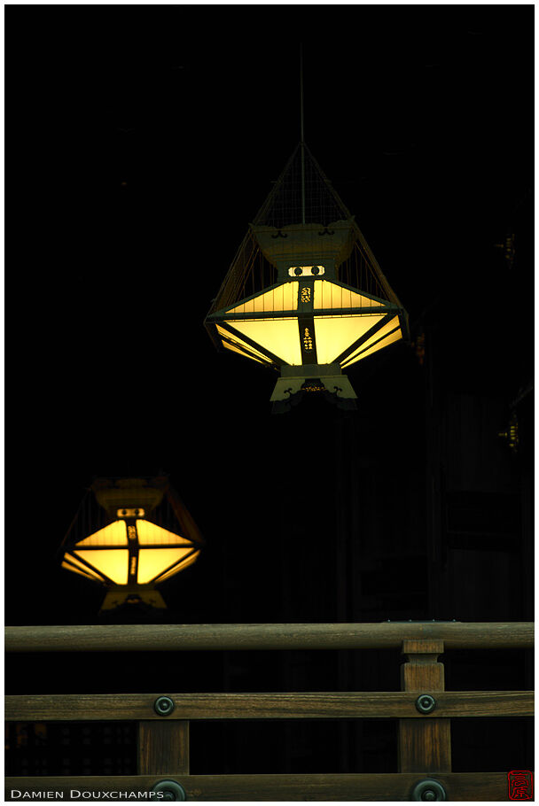 Lanterns in Higashi Honganji main hall, Kyoto, Japan