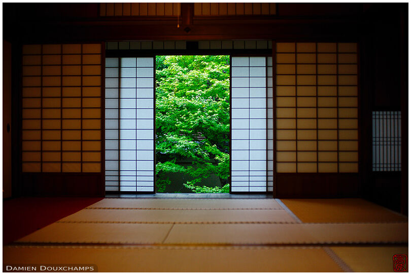 Traditional Japanese room with opened shoji, Unryu-in (雲竜院)