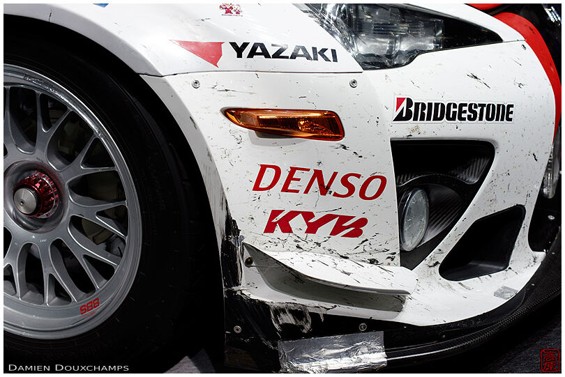 Battle scars on the bumper of a Lexus LFA, Tokyo, Japan