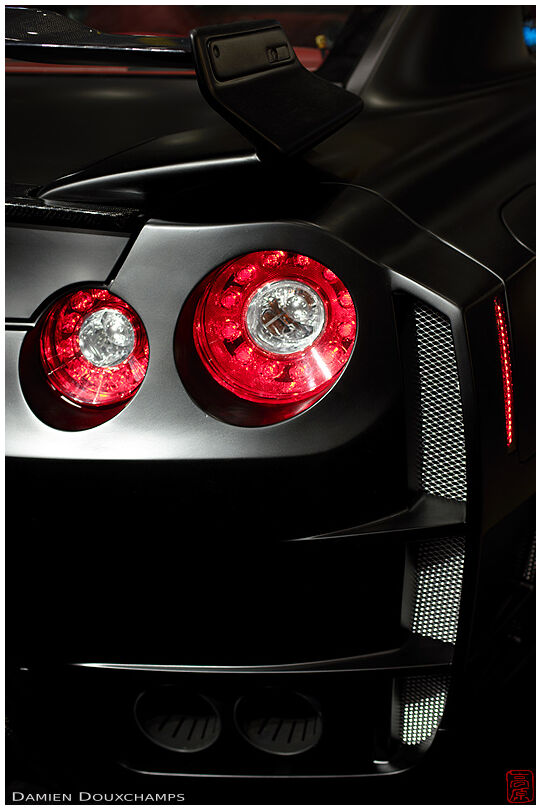 Tail light detail of a Nissan GTR, Tokyo, Japan