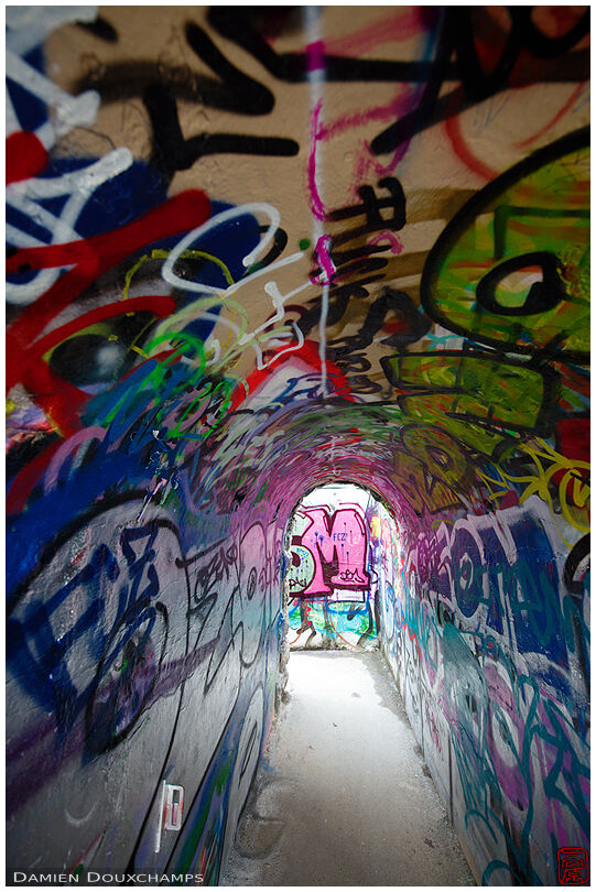 Graffiti-covered pedestrian underpass in Zurich, Switzerland