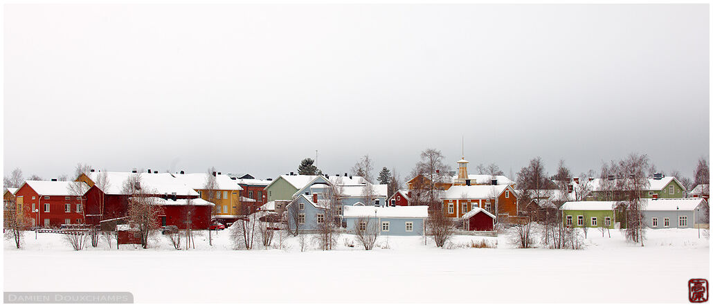 Colorful houses in winter on Pikisaari island