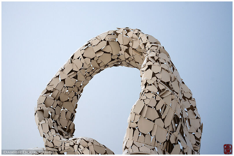 White metallic arch sculpture, Oulu, Finland