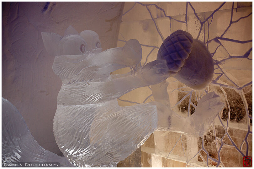 Ice sculpture of cartoon character in Kemi's snow castle