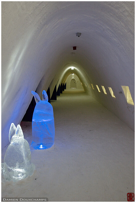 Ice sculptures of Ghibli anime characters in the Kemi snow castle, Finland