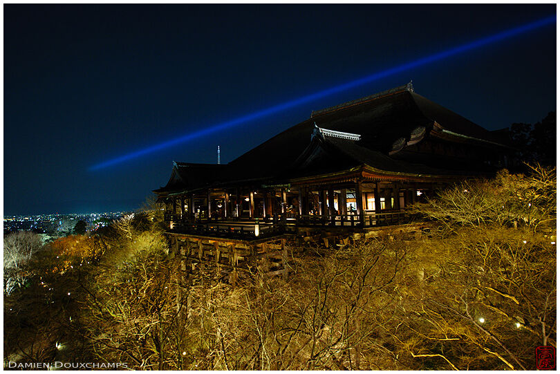 Kiyomizudera's main hall and terrace at night