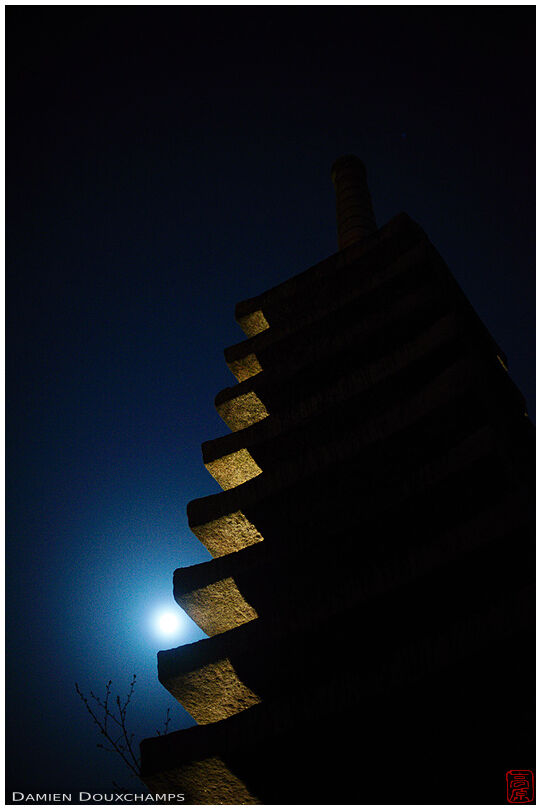 Moonlit stone pagoda in Kiyomizudera