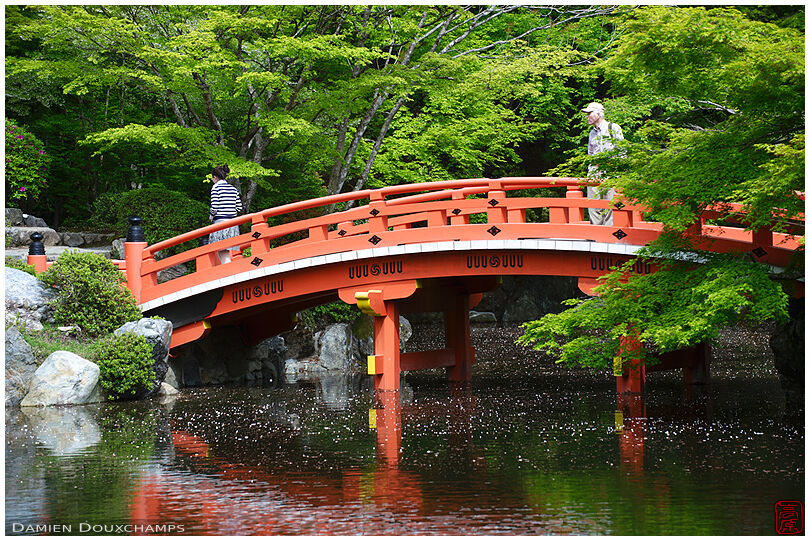 Bridge leading to Bentendo hall in spring, Daigo-ji temple
