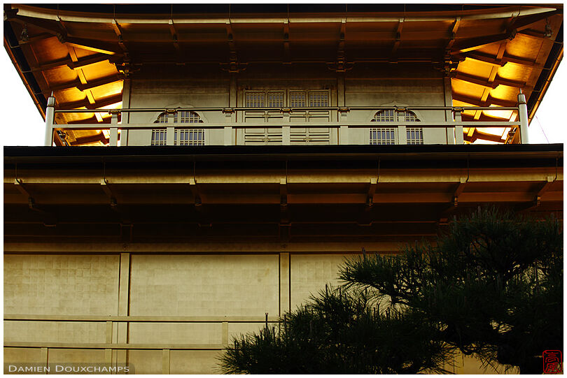 Close up on the Golden pavilion of Kinkaku-ji temple