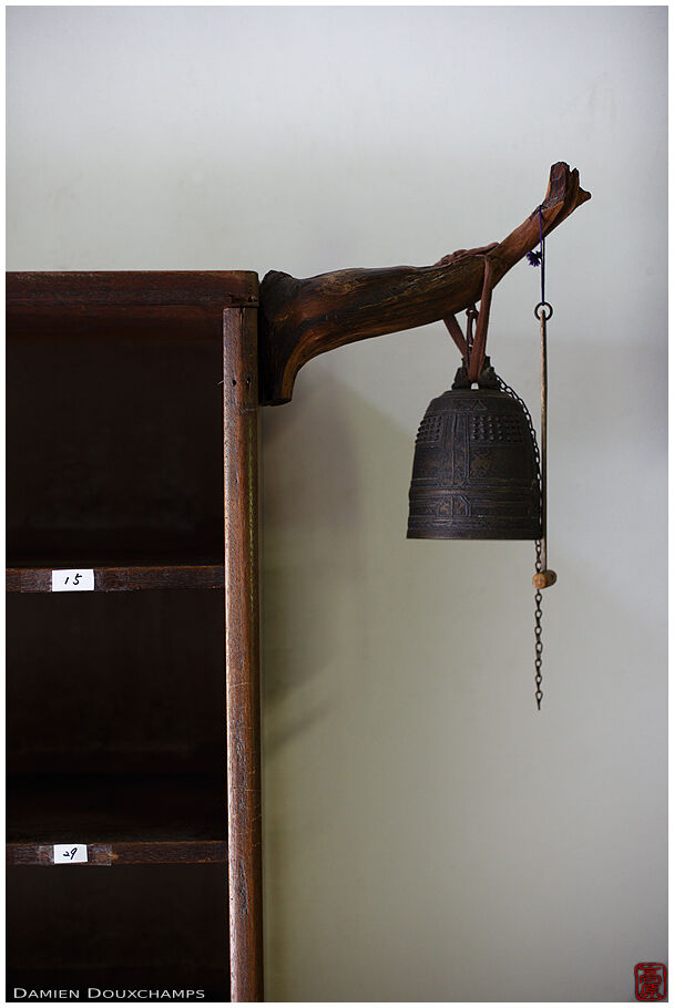 Old shoe cabinet with traditional miniature bell, Toji-in temple